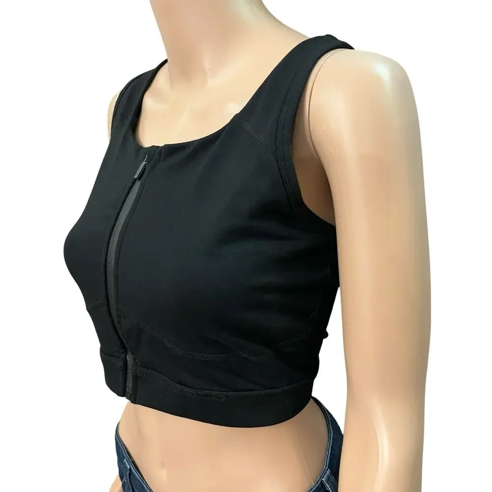 Torrid Zip Front Low Impact Sports Bra 1X Wireless Racerback Black Activewear